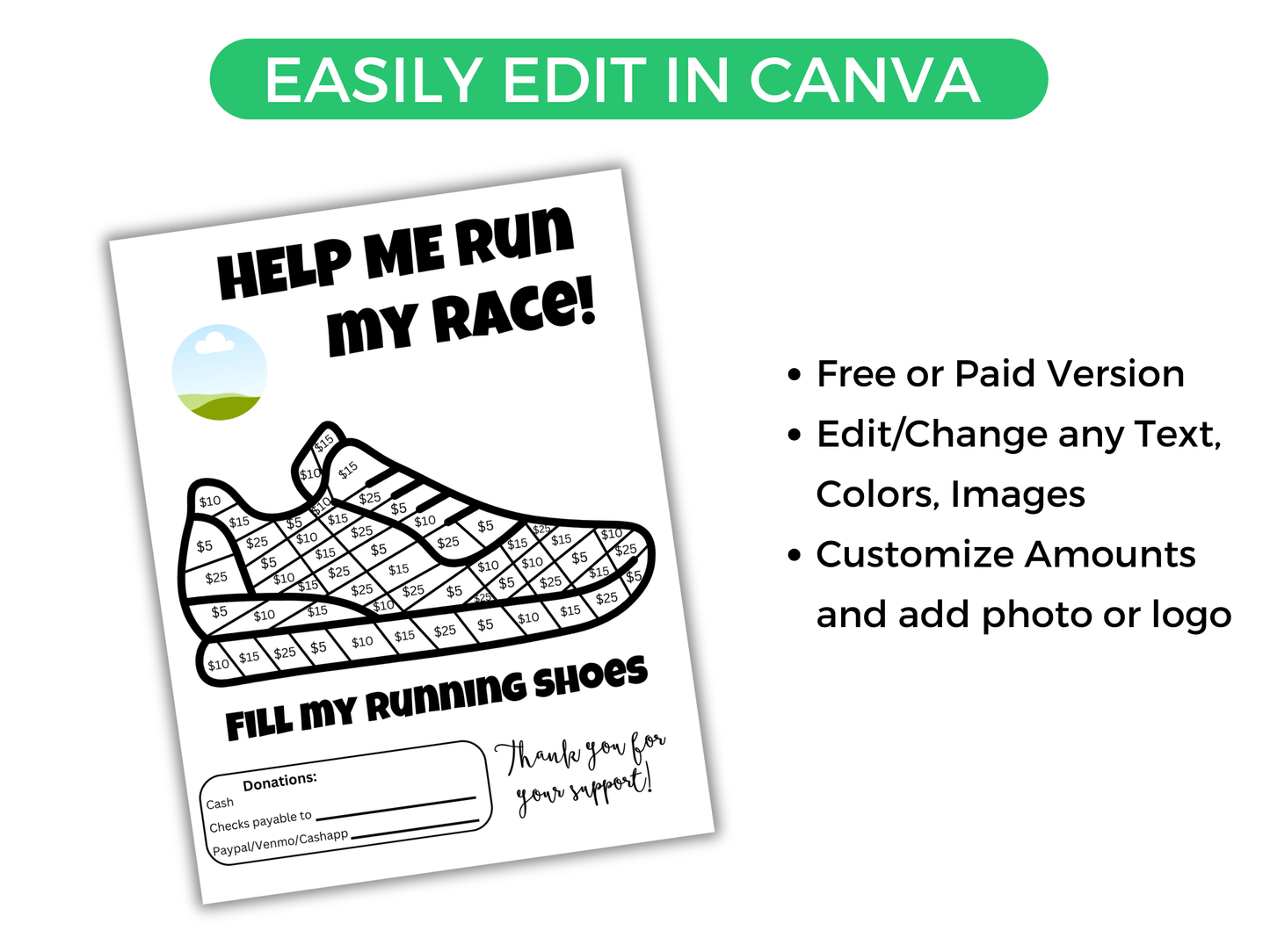 Editable Fill My Running Shoes Fundraiser Template