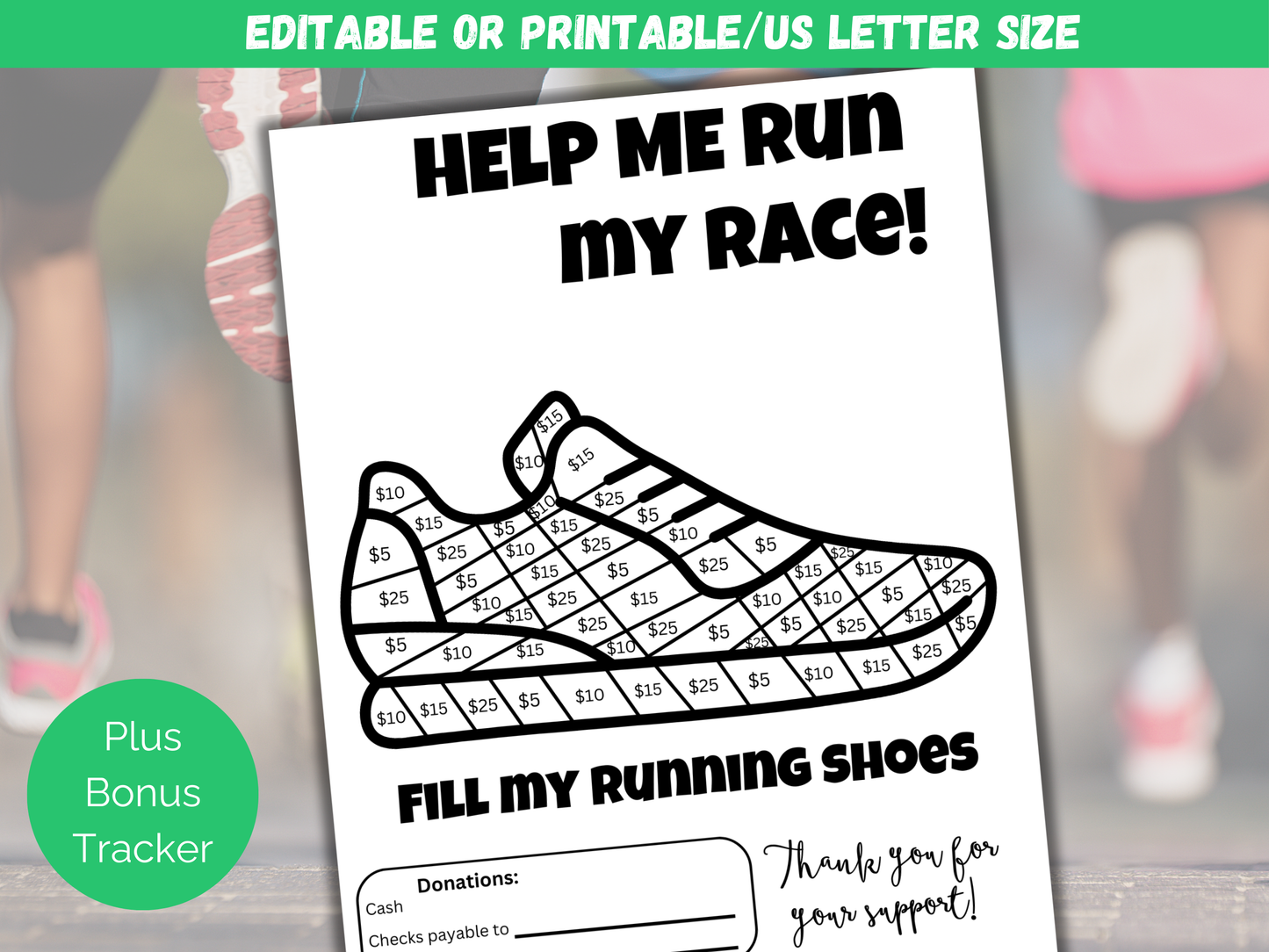 Editable Fill My Running Shoes Fundraiser Template