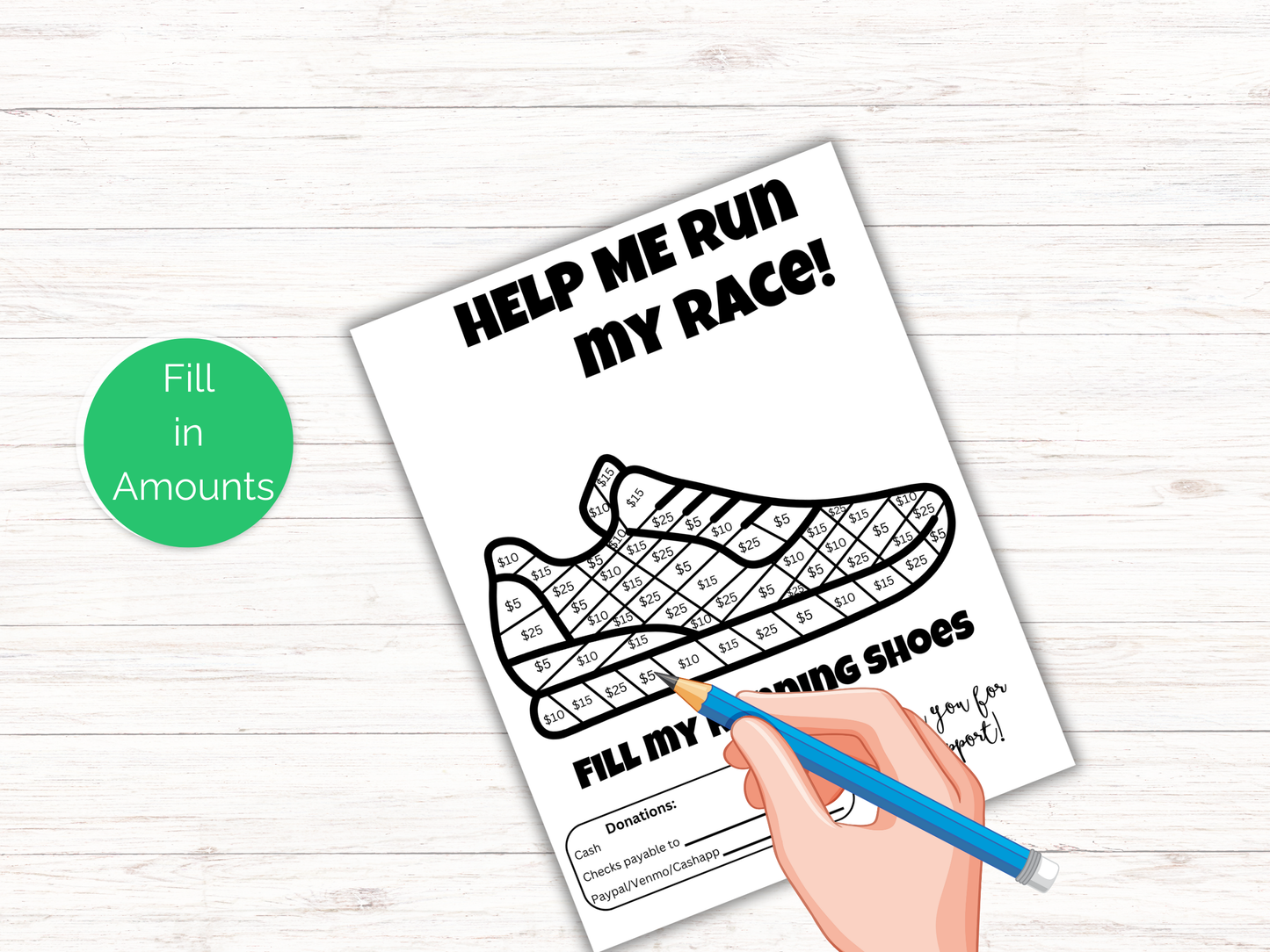 Editable Fill My Running Shoes Fundraiser Template