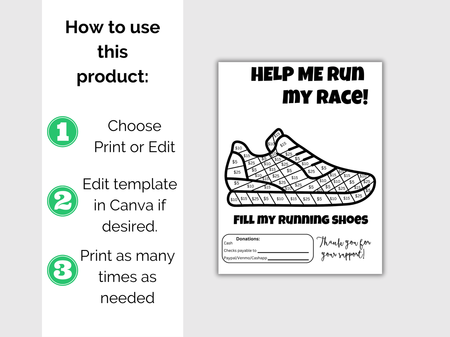 Editable Fill My Running Shoes Fundraiser Template