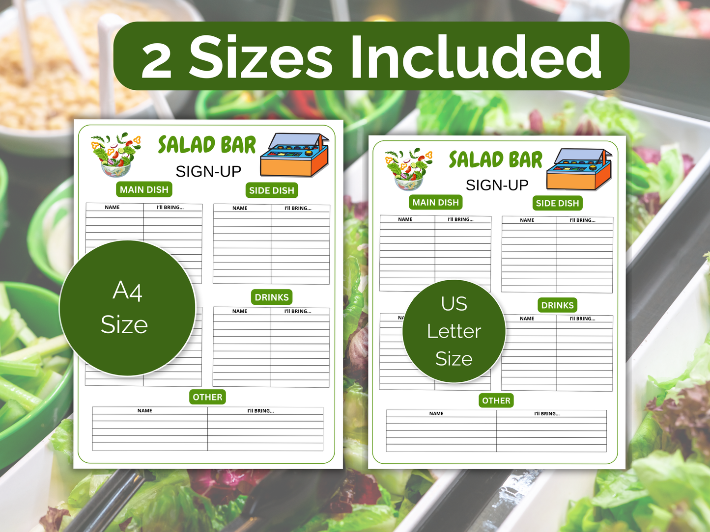 Salad Bar Sign Up Sheet