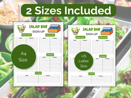 Salad Bar Sign Up Sheet