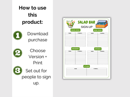 Salad Bar Sign Up Sheet