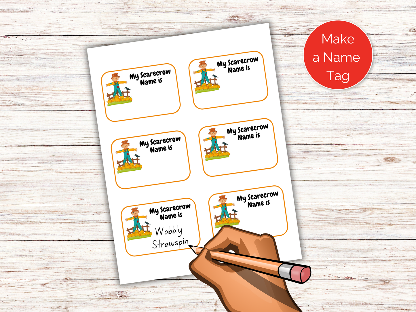 What's Your Scarecrow Name Game + Name Tags