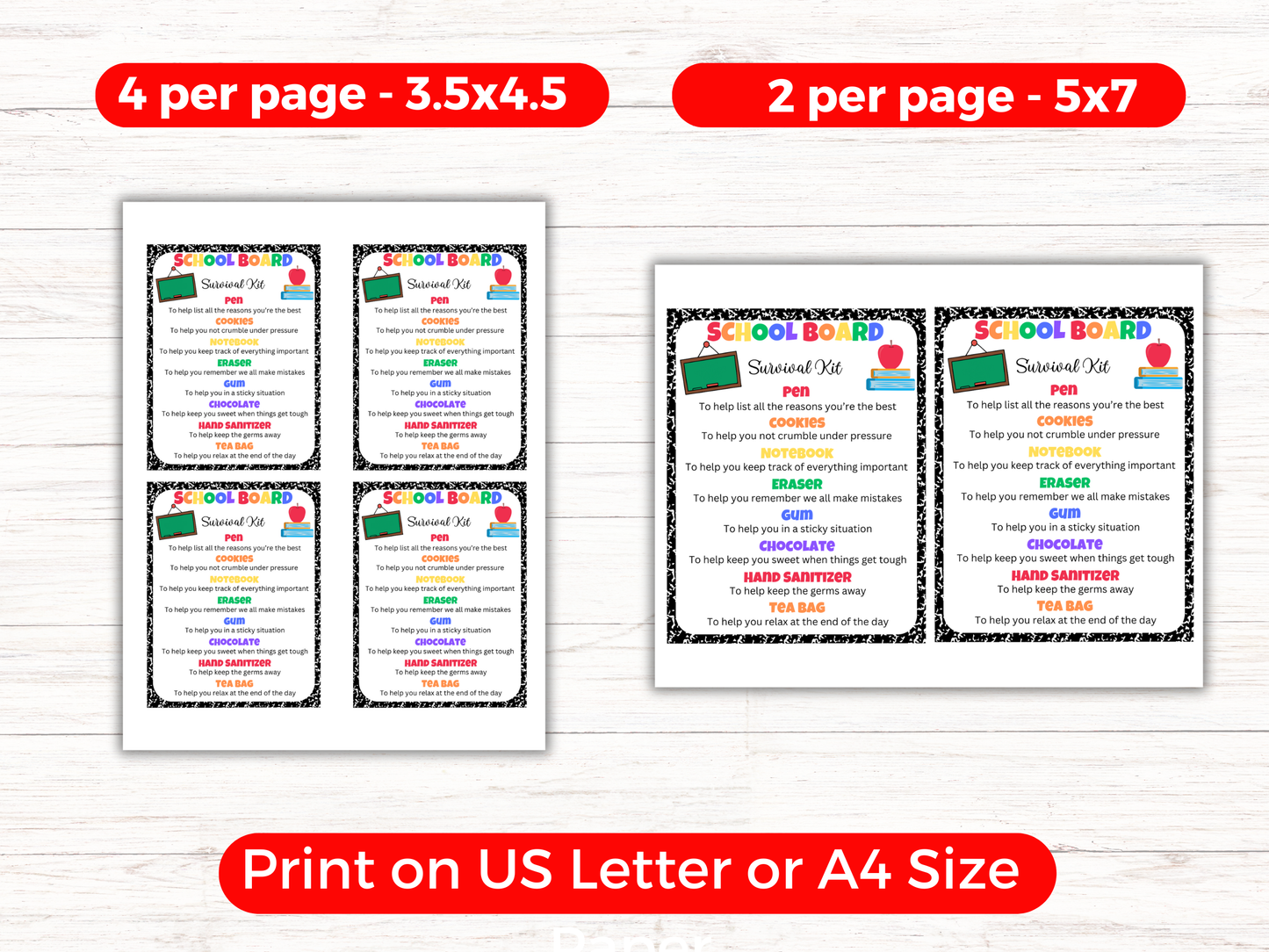 Editable School Board Survival Kit Gift Tags