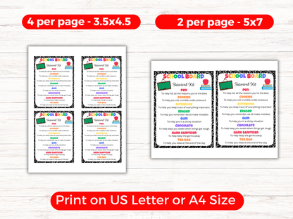 Editable School Board Survival Kit Gift Tags
