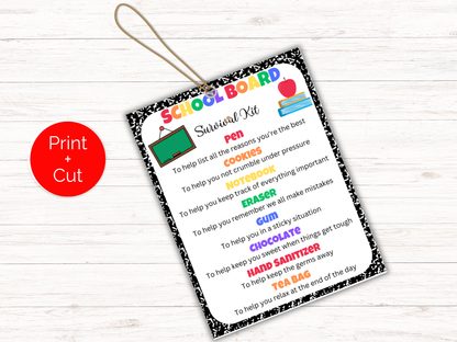 Editable School Board Survival Kit Gift Tags