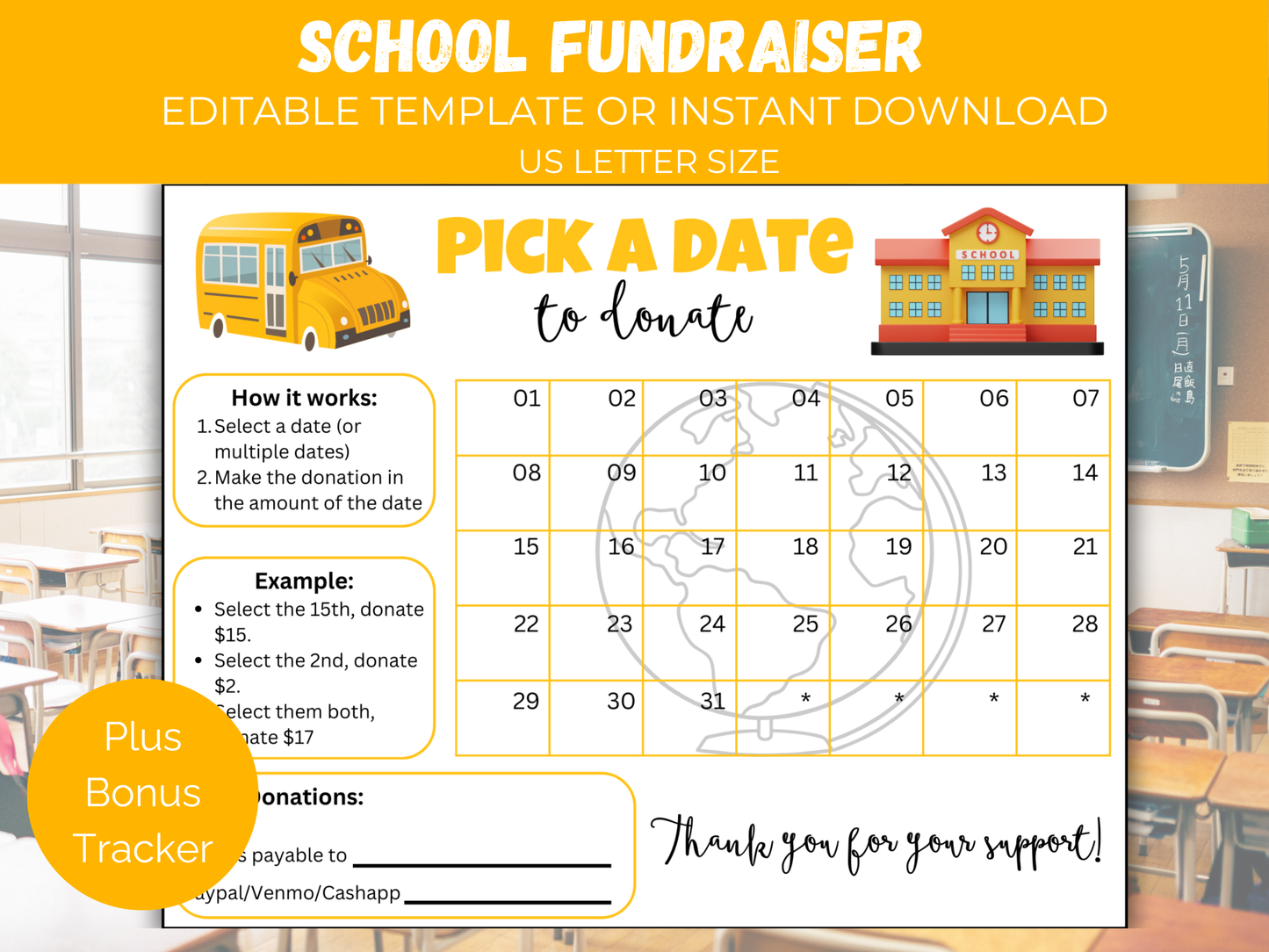 Editable School Pick A Date