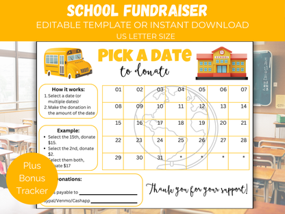 Editable School Pick A Date