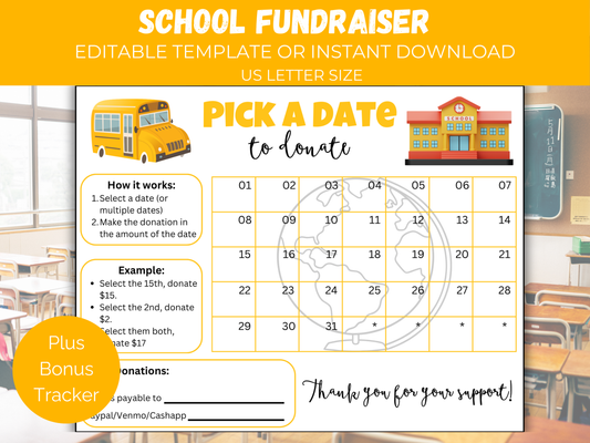 Editable School Pick A Date