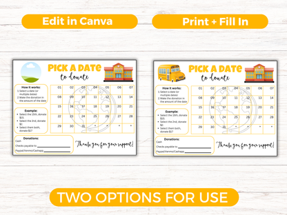 Editable School Pick A Date