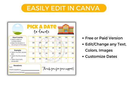 Editable School Pick A Date