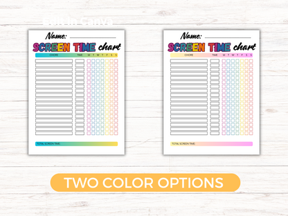 Editable Screen Time Checklist