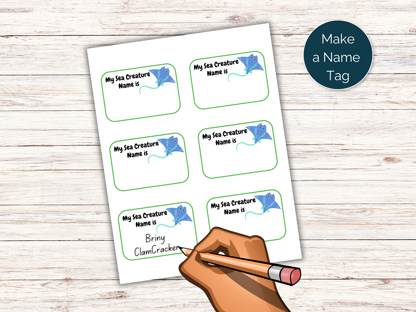 What's Your Sea Creature Name Game + Name Tags