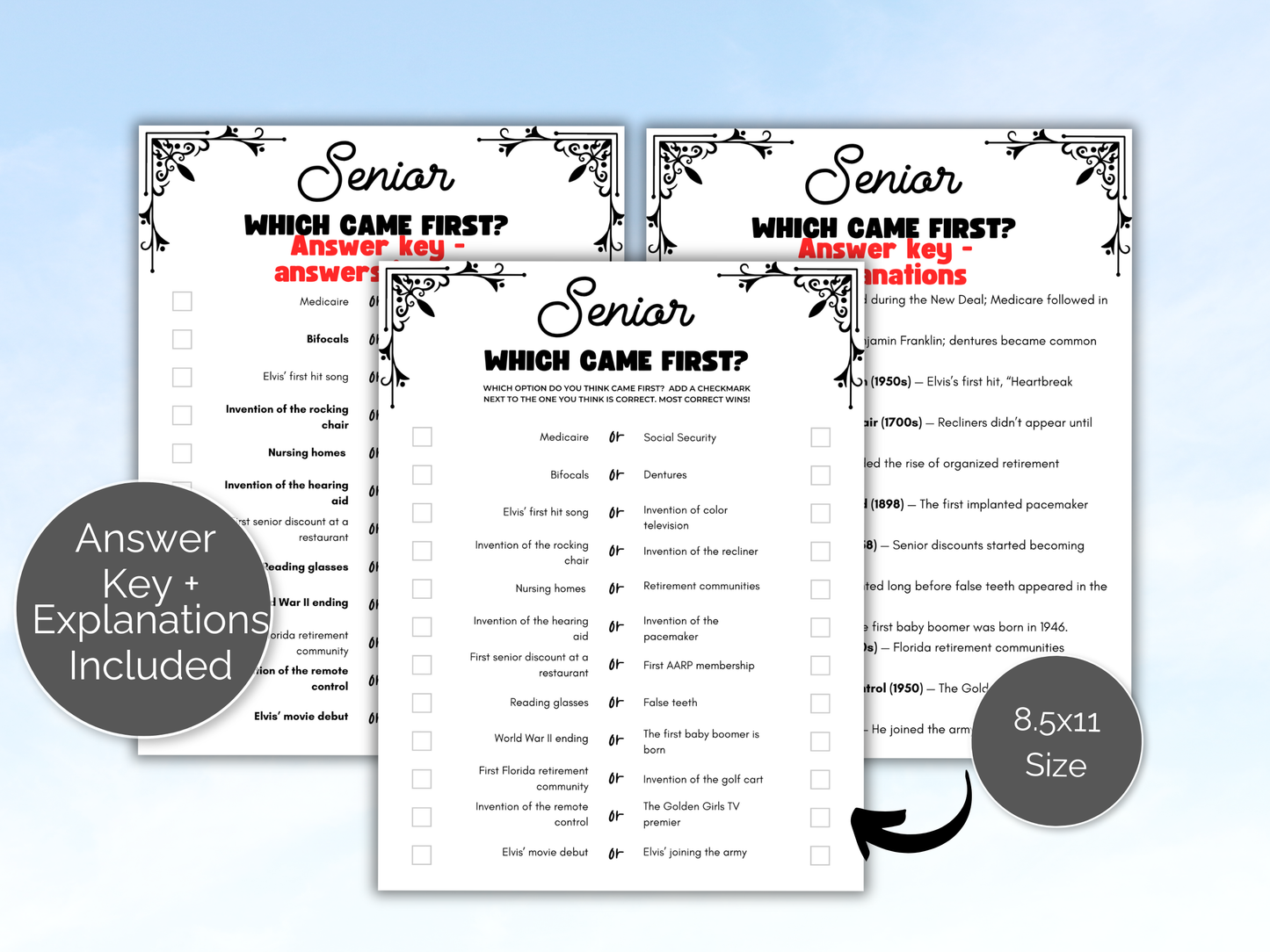 Senior Which Came First Game