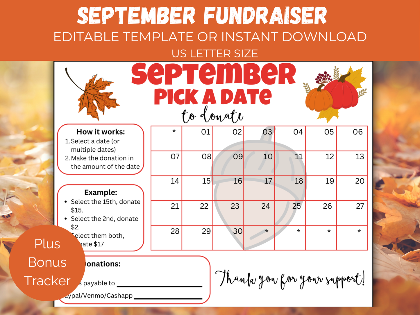 Editable September Pick A Date