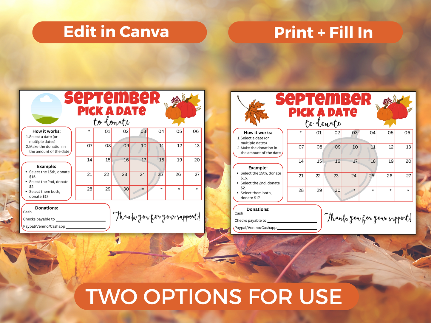 Editable September Pick A Date