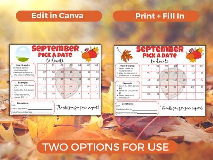 Editable September Pick A Date