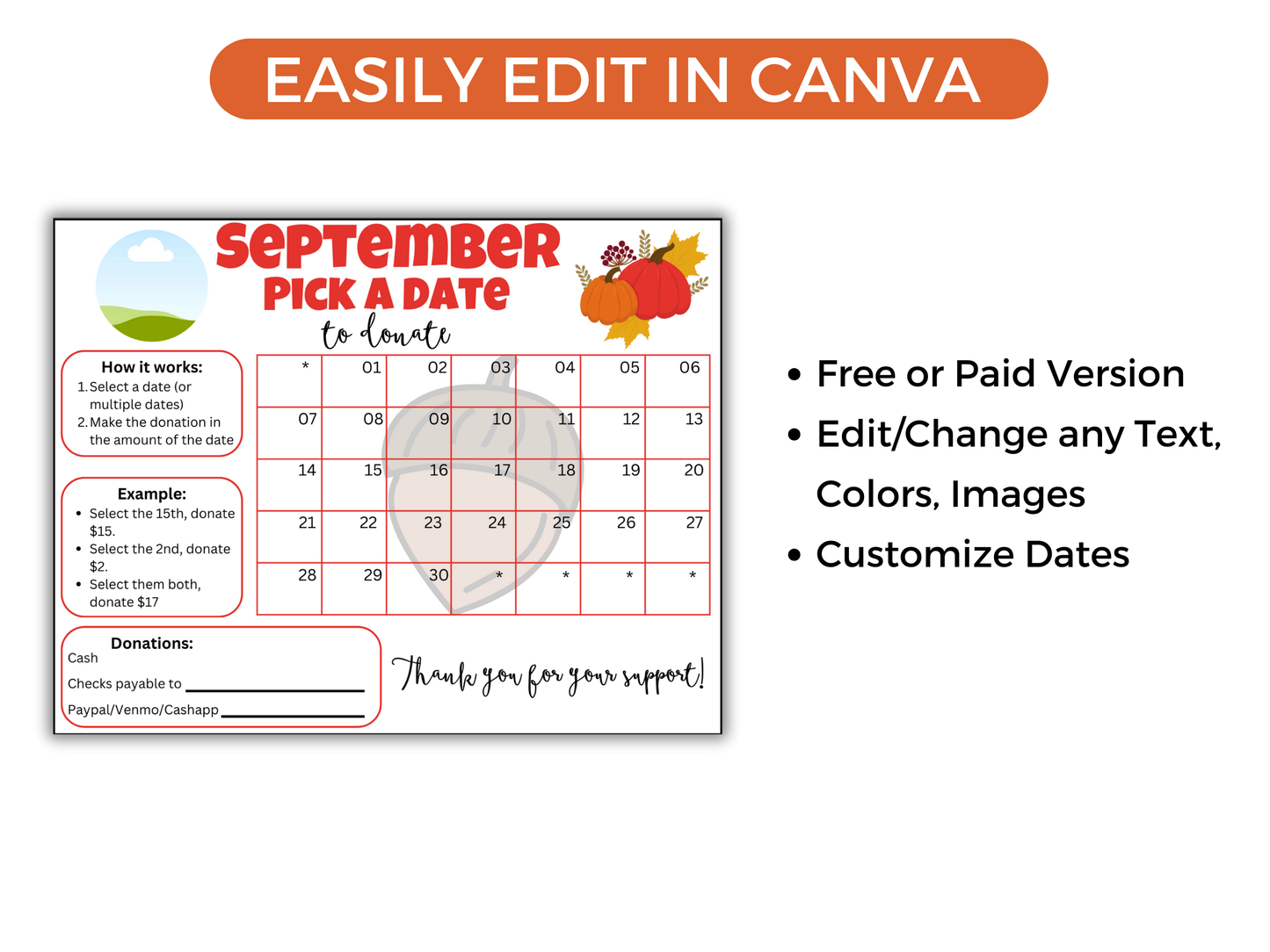 Editable September Pick A Date