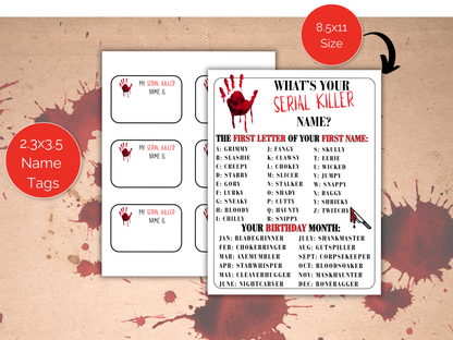 What's Your Serial Killer Name Game + Name Tags