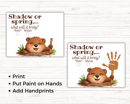 Groundhog Day Handprint Art, "Spring or Winter"