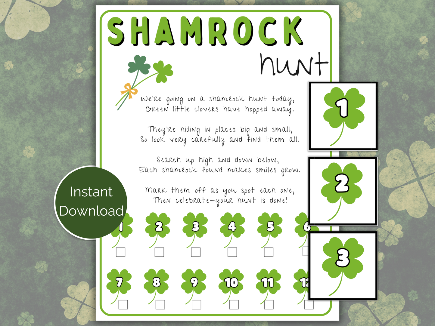 Shamrock Scavenger Hunt for kids