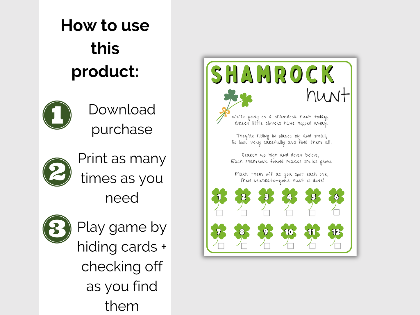 Shamrock Scavenger Hunt for kids