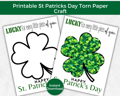 Shamrock St Patricks Day Torn Paper Craft