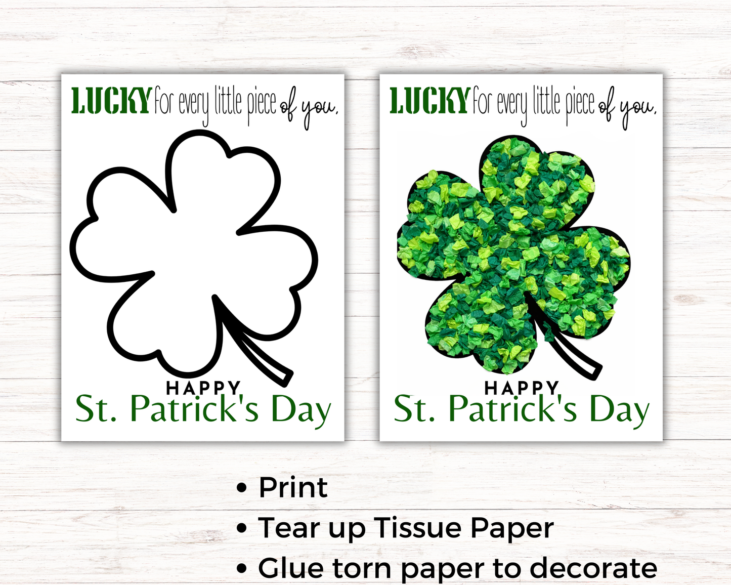 Shamrock St Patricks Day Torn Paper Craft