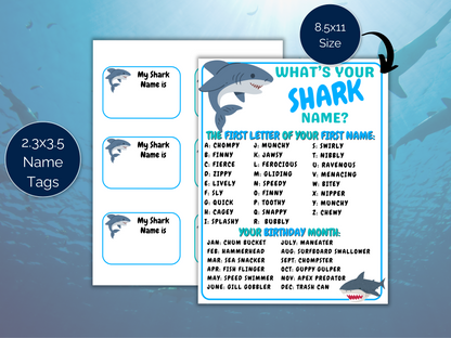 What's Your Shark Name Game + Name Tags