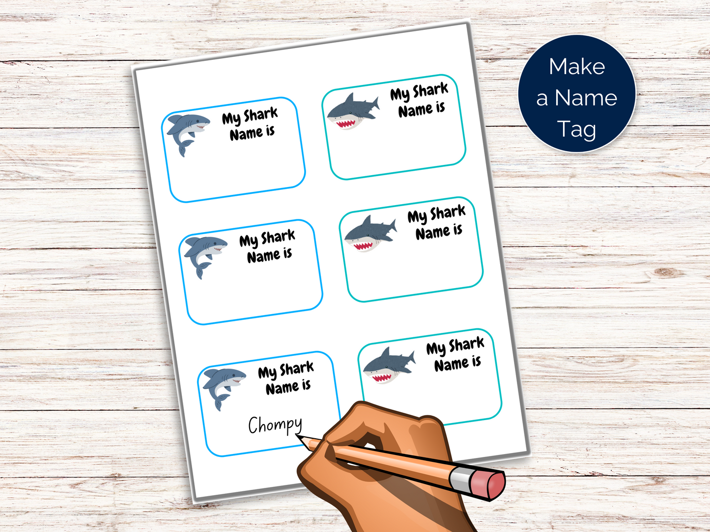What's Your Shark Name Game + Name Tags