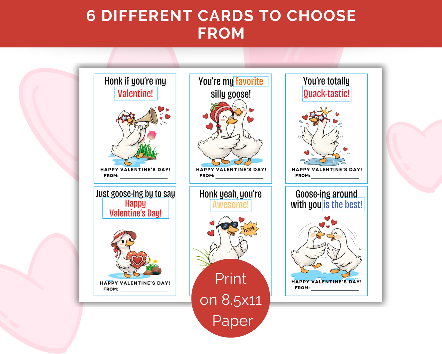 Goose Valentine Cards