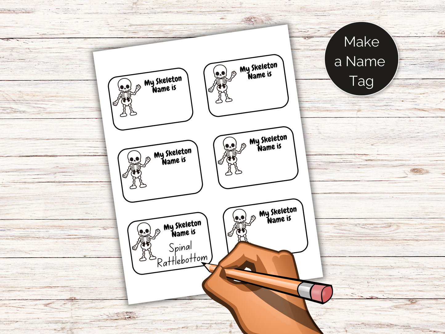 What's Your Skeleton Name Game + Name Tags
