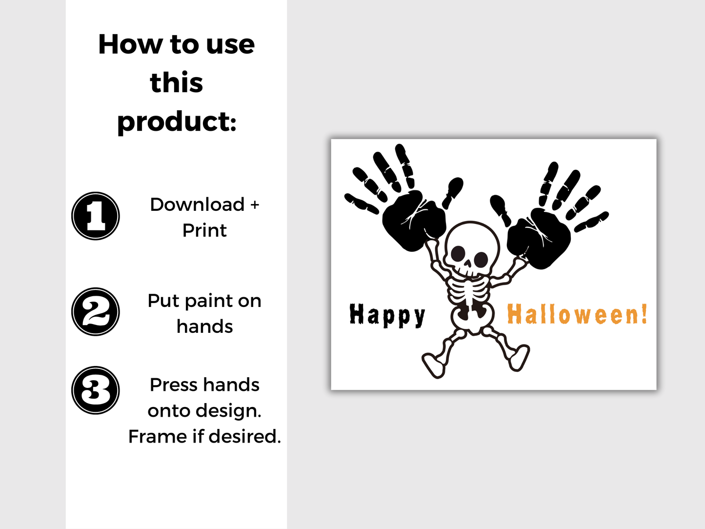 Skeleton Halloween Handprint Art