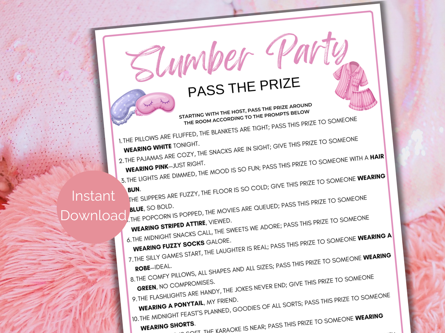 Slumber Party Pass The Prize