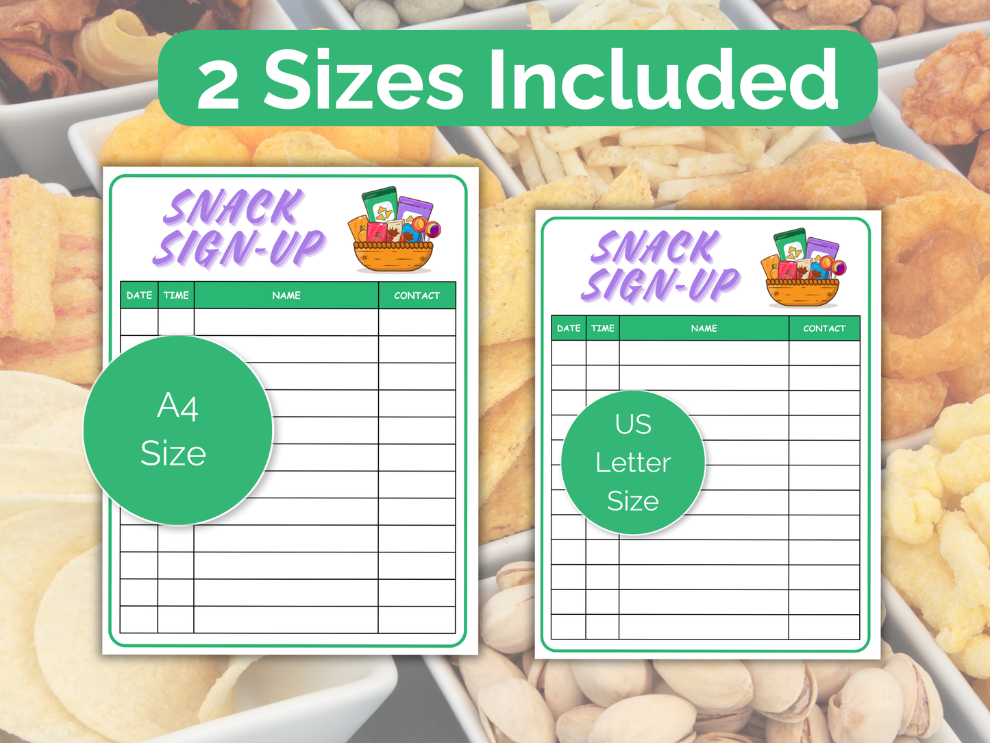 Snack Sign Up Sheet
