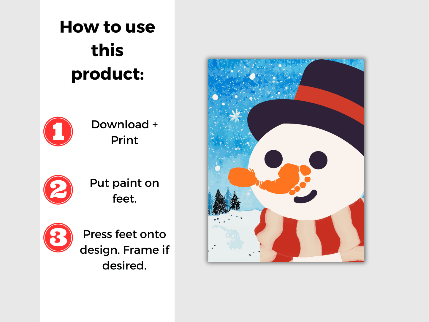 Snowman Nose Footprint Art