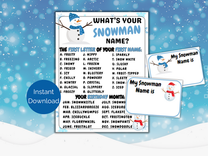 What's Your Snowman Name Game
