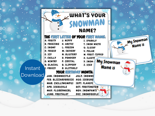 What's Your Snowman Name Game