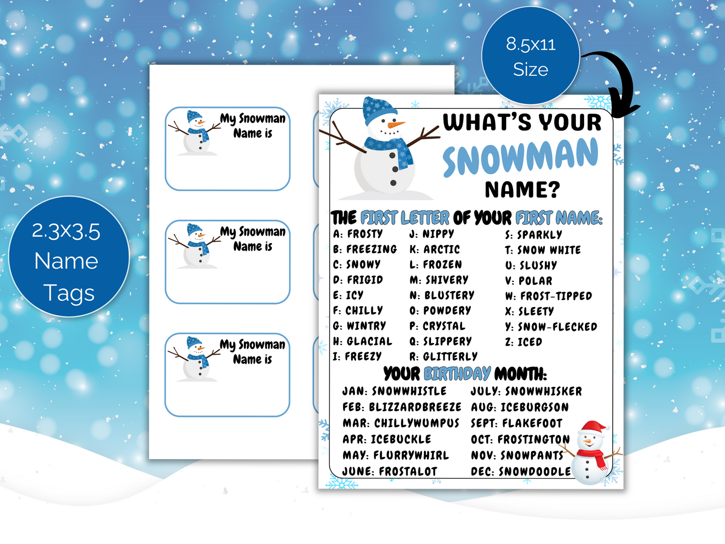 What's Your Snowman Name Game