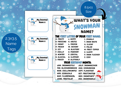 What's Your Snowman Name Game
