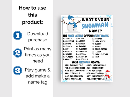What's Your Snowman Name Game