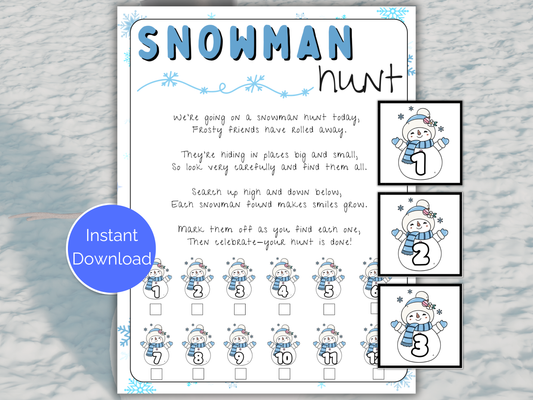 Snowman Scavenger Hunt for kids