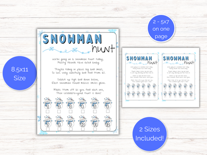 Snowman Scavenger Hunt for kids