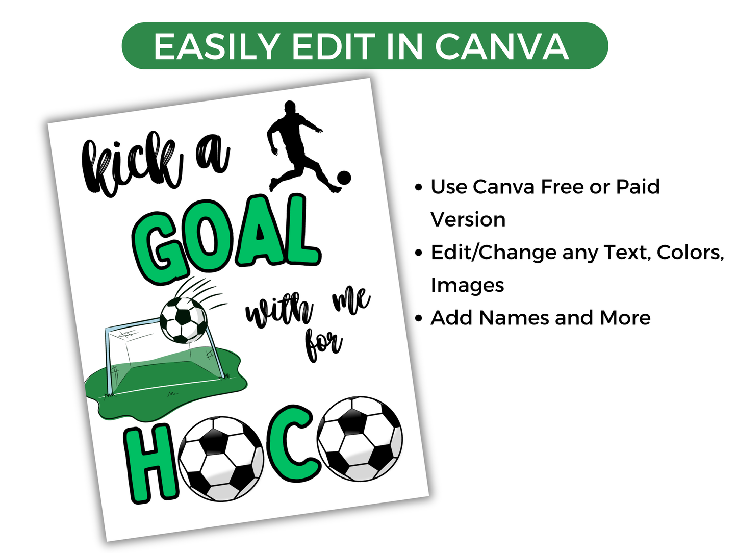 Editable Soccer Homecoming Proposal Sign