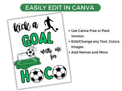 Editable Soccer Homecoming Proposal Sign