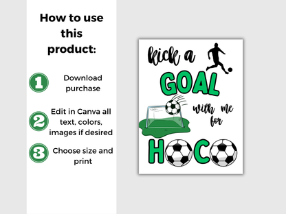 Editable Soccer Homecoming Proposal Sign