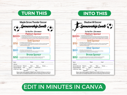 EDITABLE Soccer Sponsorship Levels Flyer Template