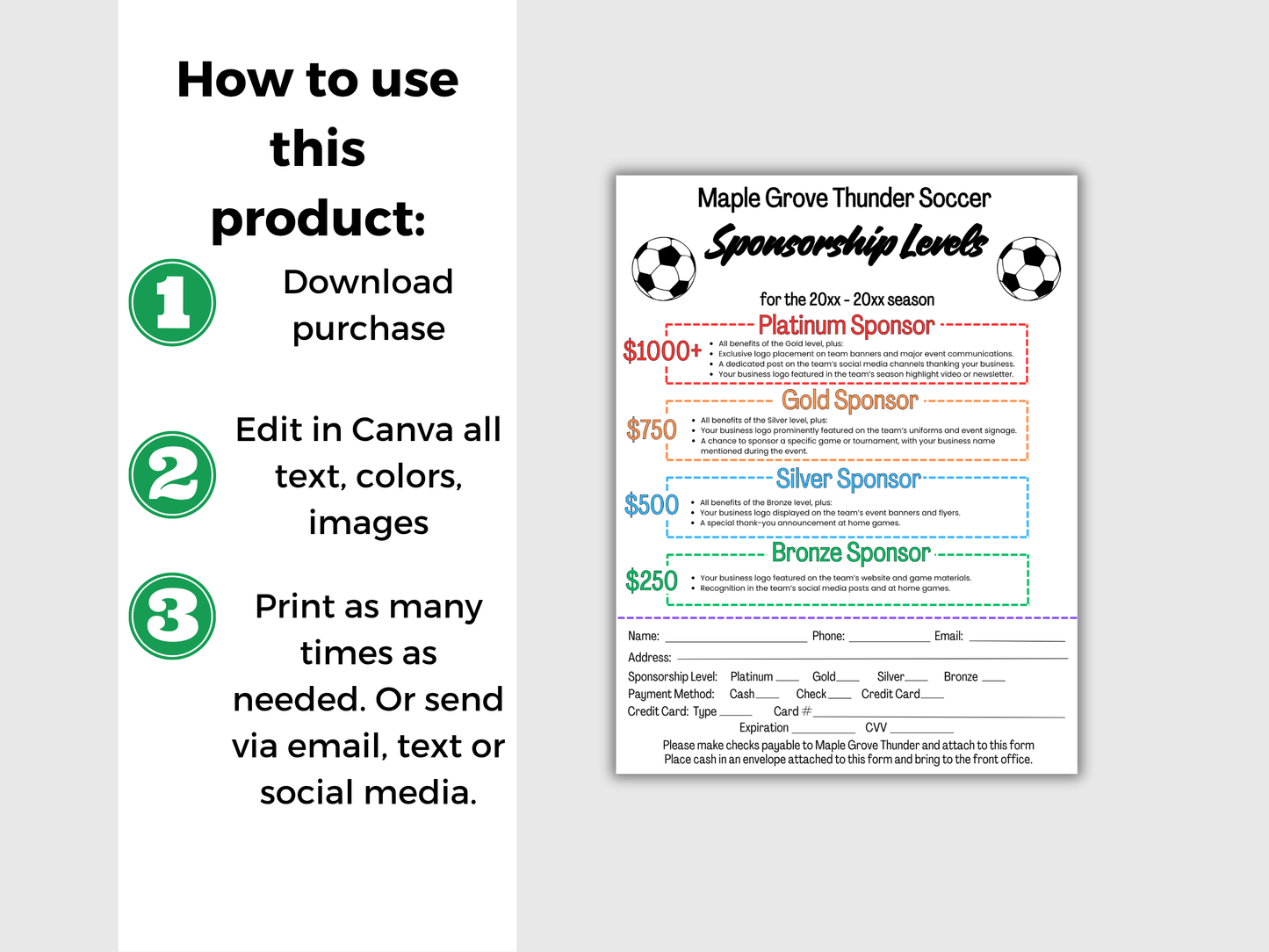 EDITABLE Soccer Sponsorship Levels Flyer Template