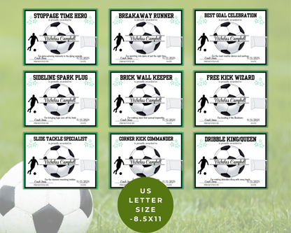 Editable Soccer Award Certificates